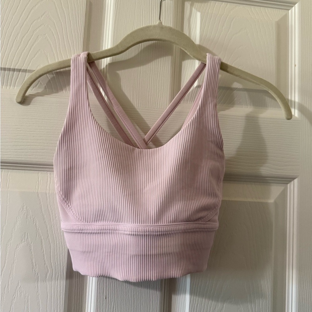 lululemon athletica Ribbed Light Pink Cross-Back Sports Bra